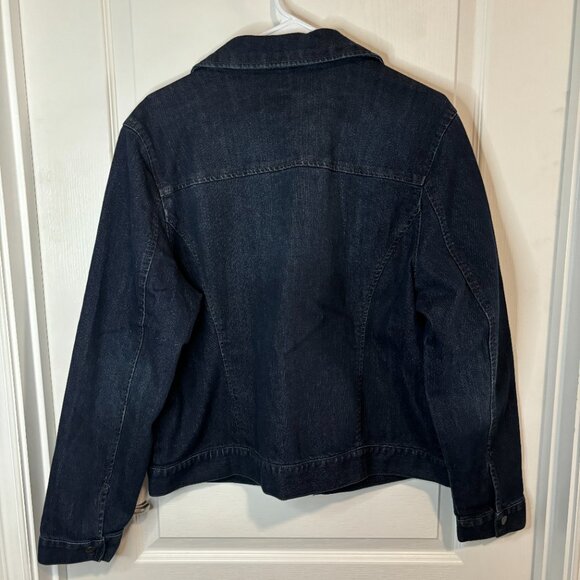 Style & Co Women's Dark Denim Full Zip Snap Collar Jean Jacket, Size Large - Picture 10 of 10